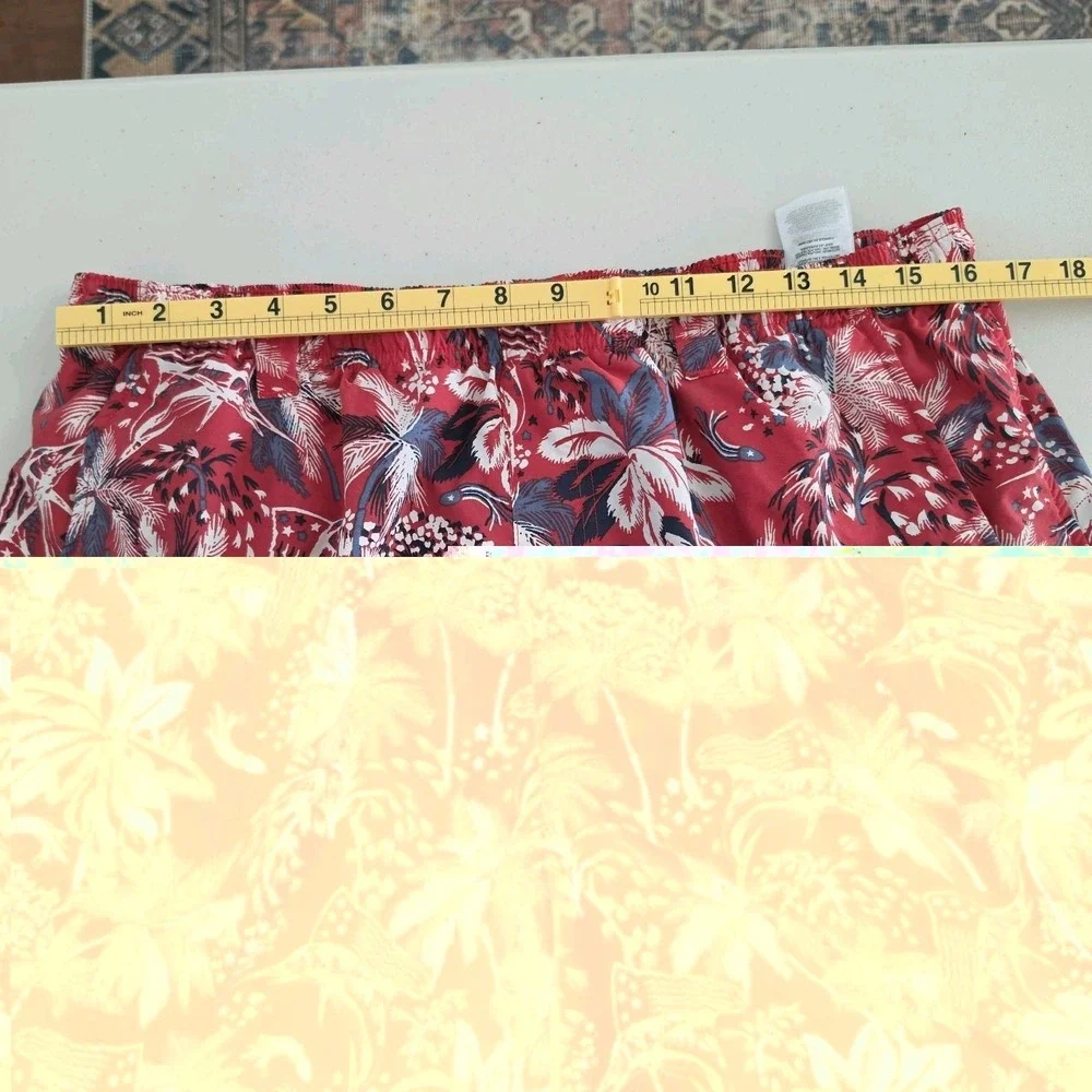 Columbia PFG Mens Swim Suit Trunks LARGE Red Hawaiian Print Mesh lined